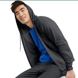 Hanes Men’s Full-Zip EcoSmart Hoodie, Fleece Hooded Sweatshirt  Medium Grey NWT